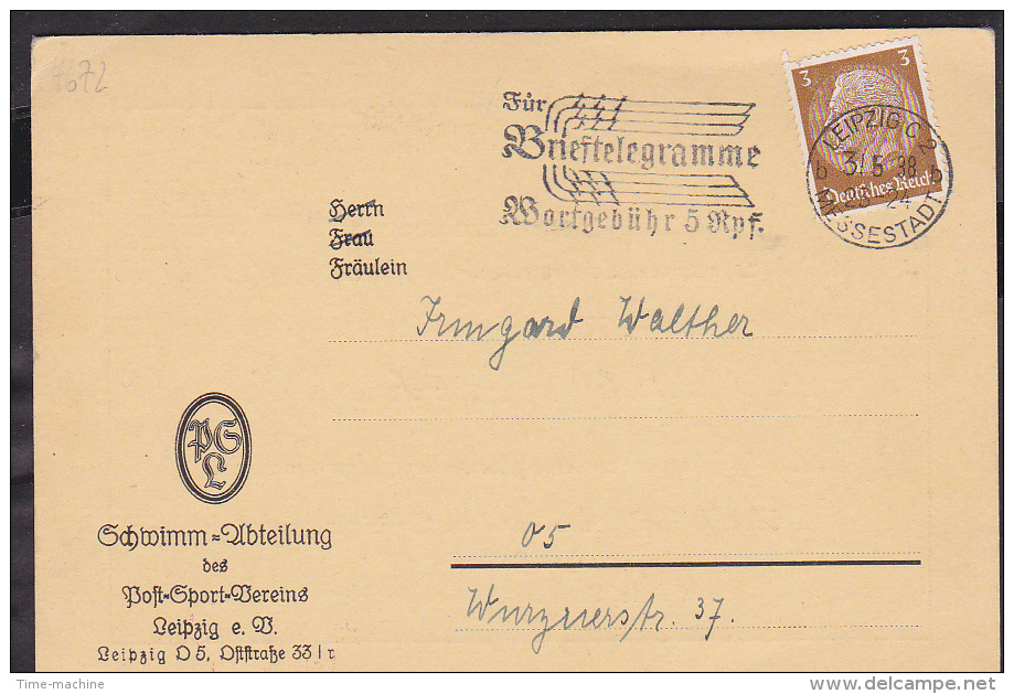 Postkarte Leipzig Postsportverein Werbestempel 1938 - Lettres & Documents