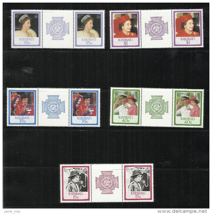 Kiribati 1986 60th Anniversary Queen Elizabeth II Gatter Pair MNH - Kiribati (1979-...)