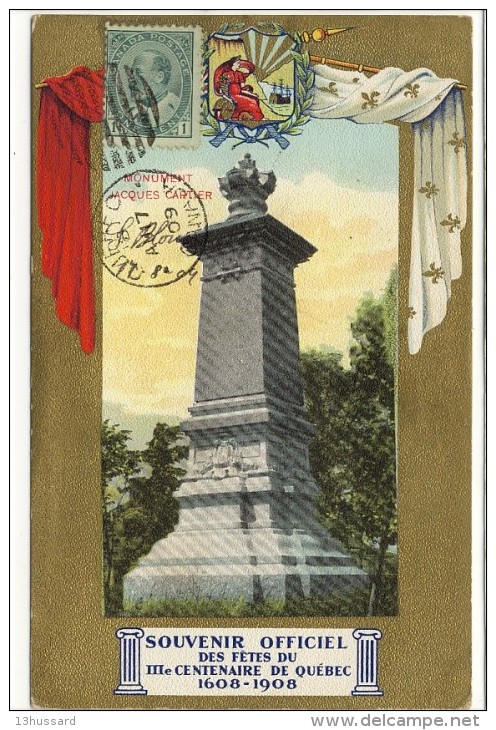 Carte Postale Ancienne Québec - Fêtes Du IIIe Centenaire 1908. Monument Jacques Cartier - Autres & Non Classés