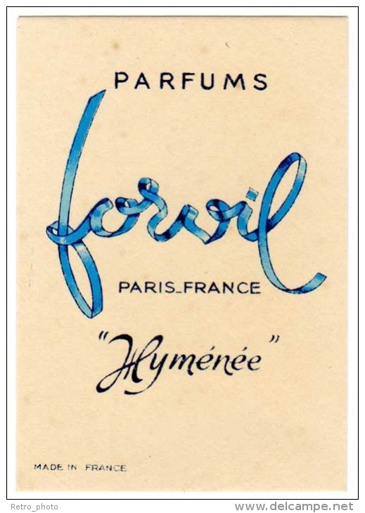 Carte Parfumée Parfums Forvil, Paris-France, Hyménée - Modernes (à Partir De 1961)