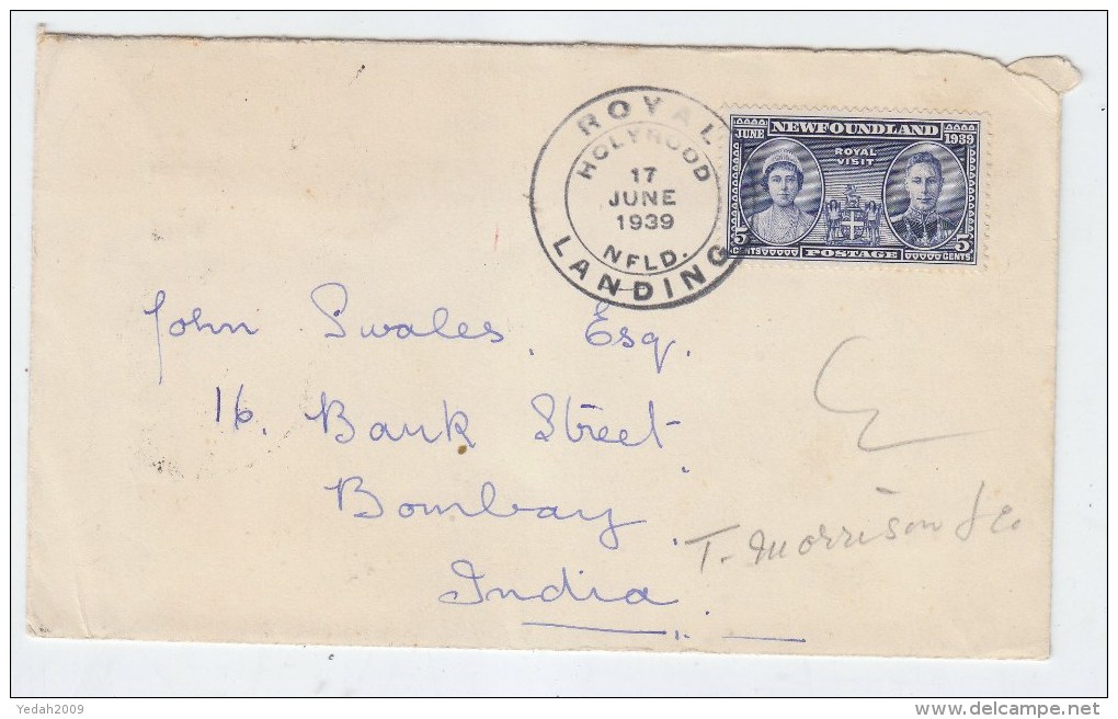 Newfoundland/India COVER ROYAL LANDING 1939 - America (Other)