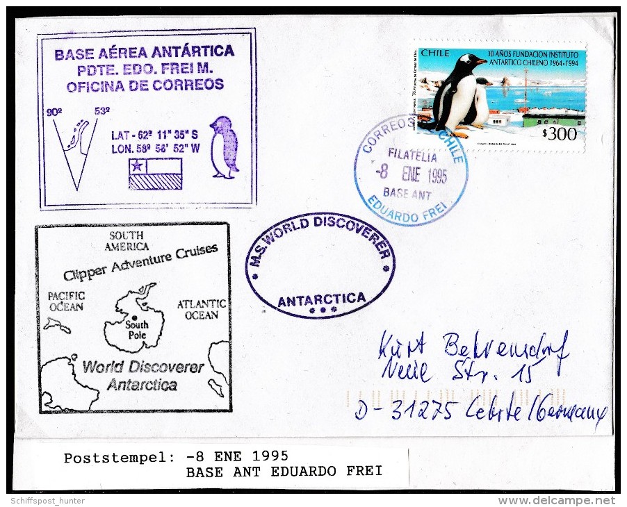 ANTARCTIC, CHILE, Base PRESIDENTE EDUARDO FREI , Marking  8.ENE 1995 +3 Cachets, Look Scan !!  1.12-09 - Other & Unclassified