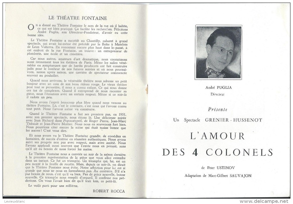 Programme/Théatre Fontaine/Grenier -Hussenot/ L'Amour Des 4 Colonels/Peter Ustinov/Carel/Rochefort/vers 1955  PROG72 - Programma's