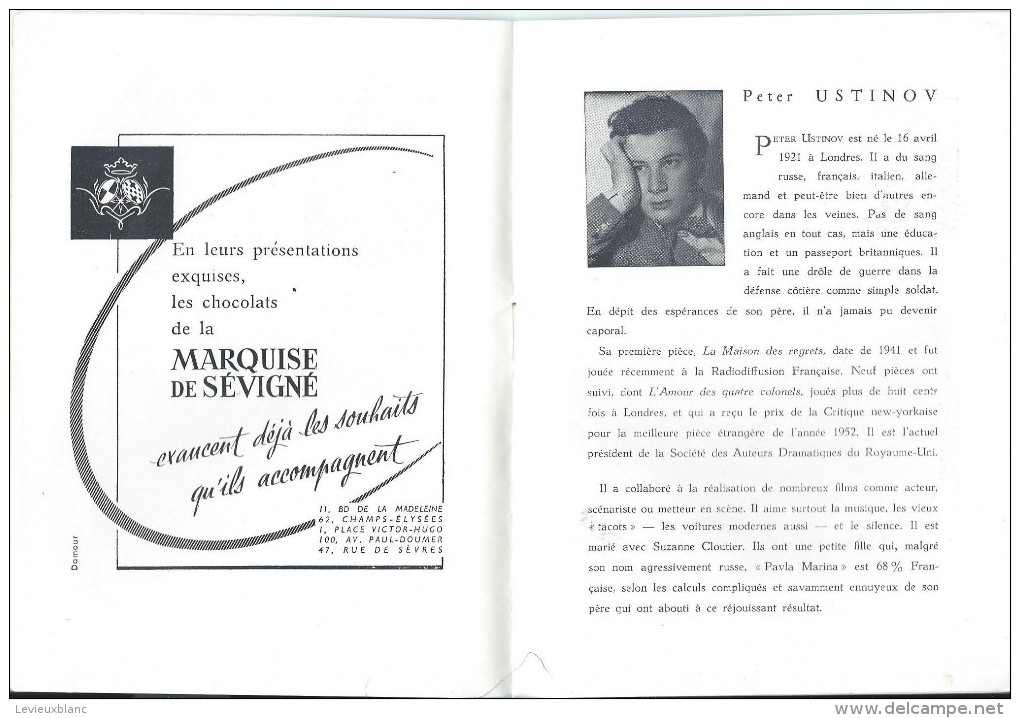 Programme/Théatre Fontaine/Grenier -Hussenot/ L'Amour Des 4 Colonels/Peter Ustinov/Carel/Rochefort/vers 1955  PROG72 - Programma's