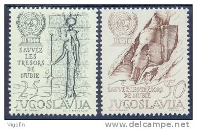 YU 1962-0992-3 15A°UNESCO, YUGOSLAVIA, 2v, MNH - Unused Stamps