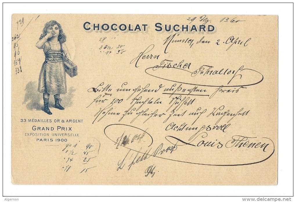 10653 - Carte Postale Fabrique Bludenz De Chocolat Suchard Neuchâtel Publicité Grandvaux  15.07.1897 - Entiers Postaux