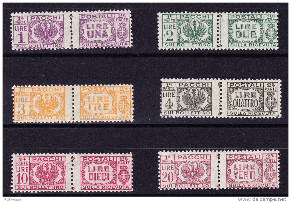 Italien 1946 Paketmarken Ohne Liktorenbüntel Mi.#60 Bis 65 ** - Paketmarken