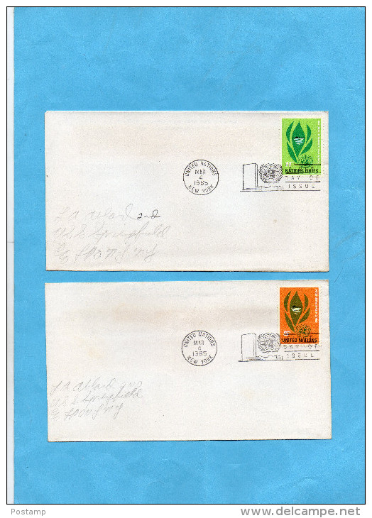 NATIONS UNIES LOT DE 8 ENVELOPPES -avec Oblitération Premier Jour Années 1964-65- - Lettres & Documents