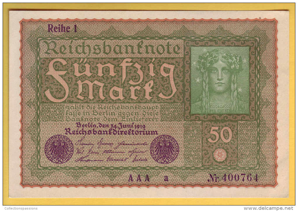 ALLEMAGNE - Billet De 50 Mark. 1919. Pick: 66. NEUF - 50 Mark