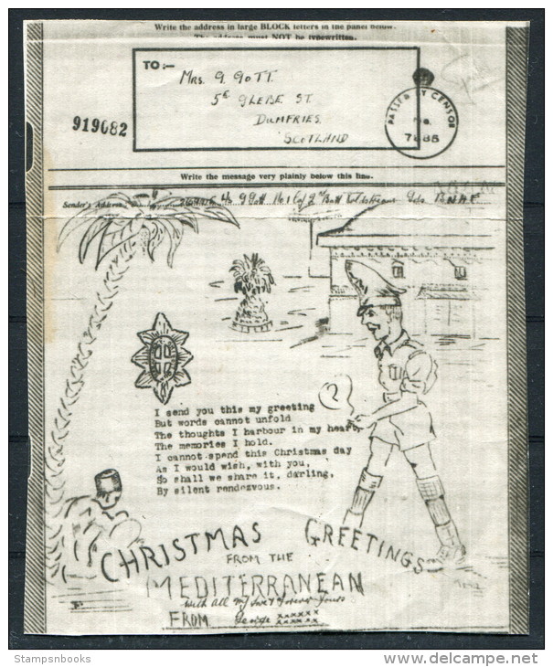 WW2 GB Illustrated Airgraph Christmas Greetings British Forces North Africa - 1939-45