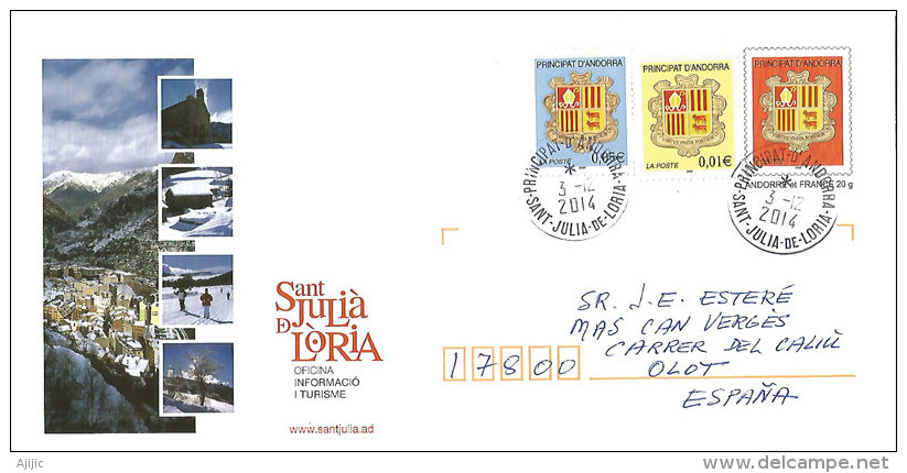 Paroisse De Sant Julia De Loria, Bel Entier Postal Posté à Sant Julia Adressé En Espagne, Tirage Limité - Entiers Postaux & Prêts-à-poster