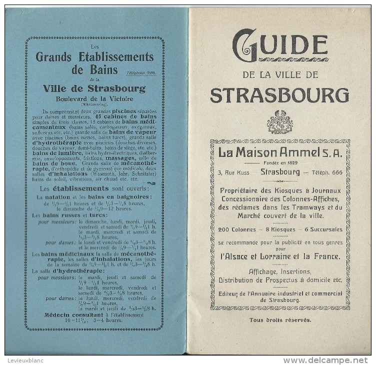 Guide De La Ville De Strasbourg/Editeur AMMEL/ Magasins Modernes /Alsace/ Vers 1920     PGC80 - Dépliants Touristiques