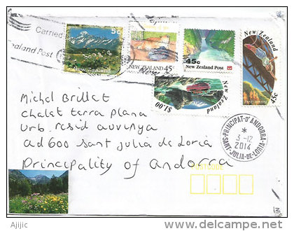 Belle Lettre De Nouvelle-Zélande Adressée En Andorre, Avec Timbre à Date D'arrivée Recto Enveloppe - Covers & Documents