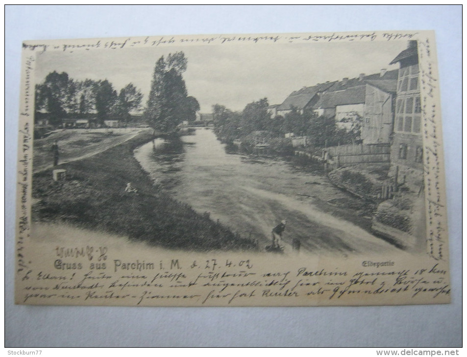 PARCHIM    , Schöne Karte 1902 , Knickspur - Parchim