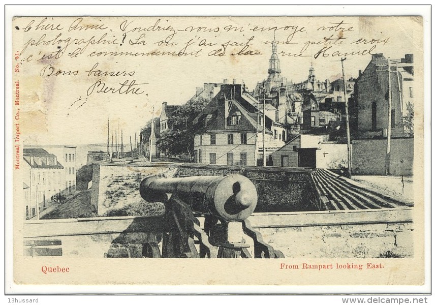 Carte Postale Ancienne  Québec - From Rampart Looking East - Québec - La Citadelle