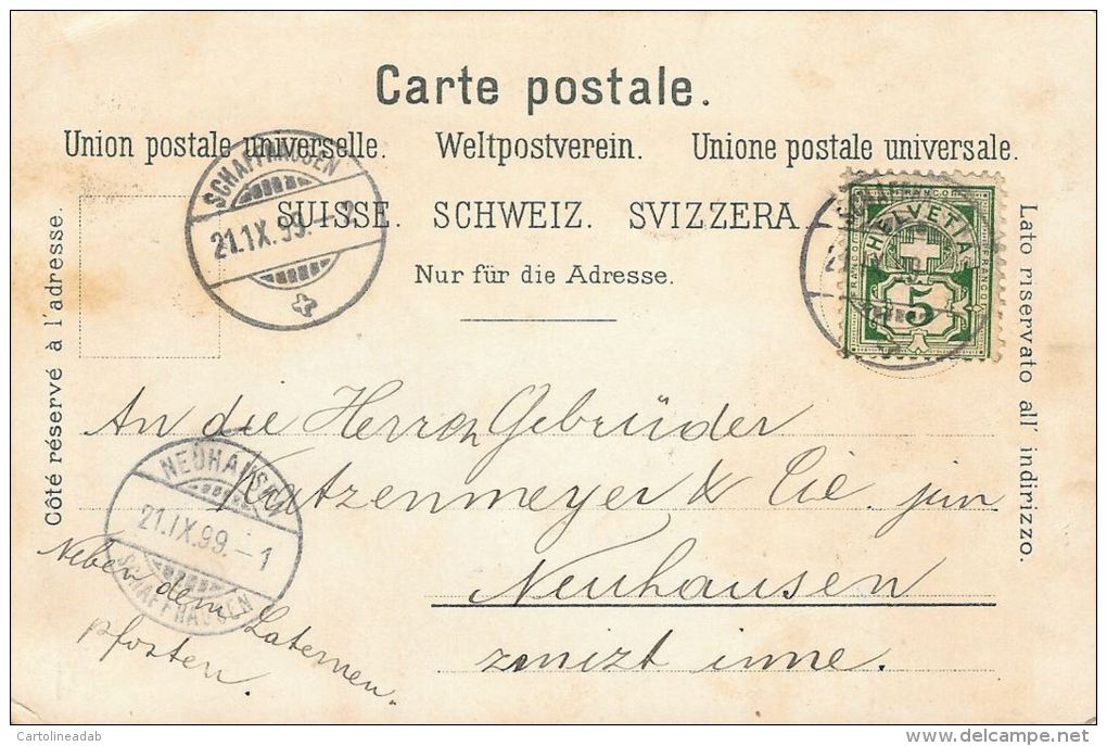 [DC5021] CARTOLINA - SVIZZERA - SCHAFFHAUSEN - GRUSS AUS - Viaggiata 1899 - Old Postcard - Altri & Non Classificati