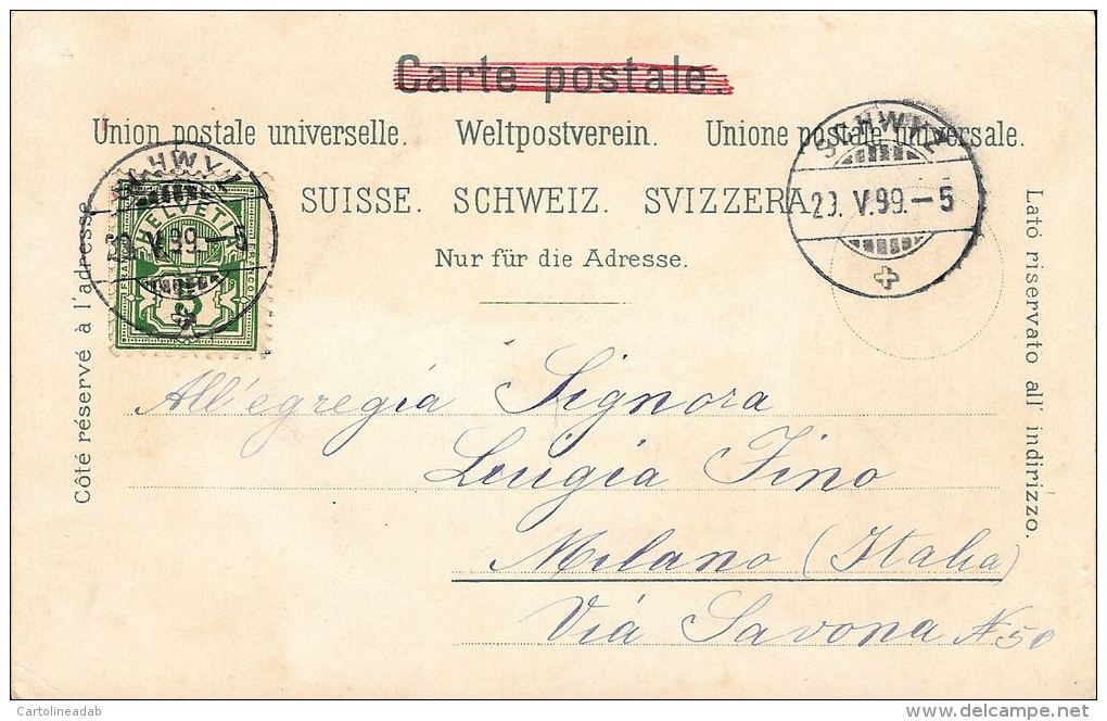 [DC5022] CARTOLINA - SVIZZERA - SCHAFFHAUSEN - GRUSS AUS - Viaggiata 1899 - Old Postcard - Altri & Non Classificati