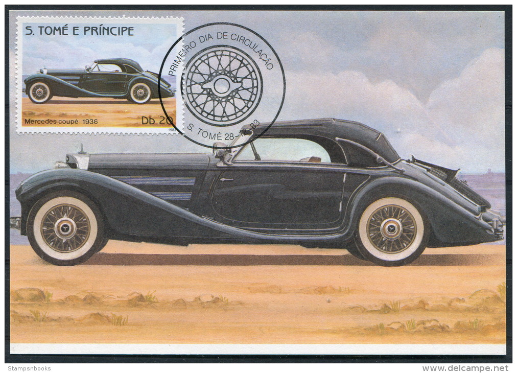 1983 S. Tome E Principe Car Automobile Maxicard MERCEDES COUPE (1936) - Cars