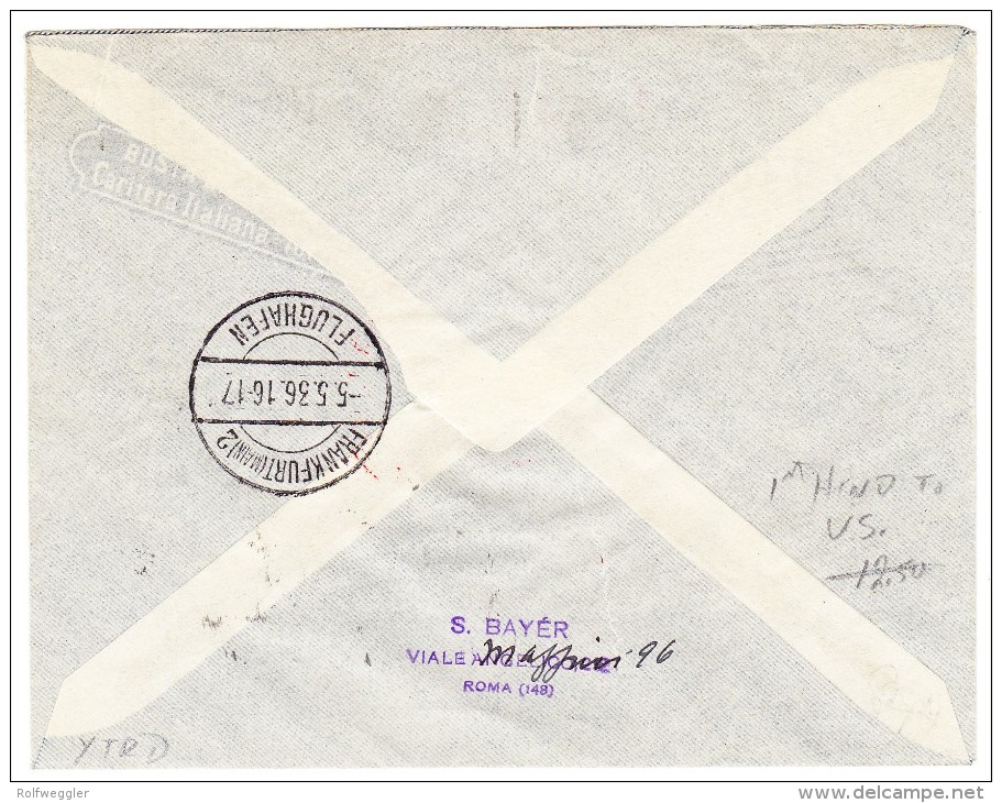 Mischfrankatur Vatican 4.5.1936 Und Italien Roma, Zeppelin-Brief Nach Lakehurst - Luftpost