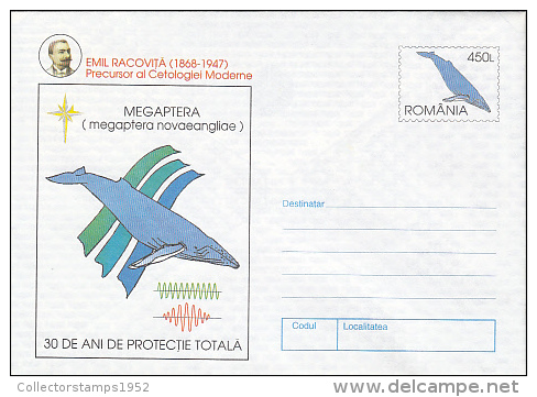 8524- HUMPBACK WHALE, COVER STATIONERY, 1997, ROMANIA - Baleines