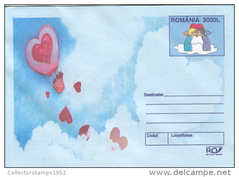 8540- VALENTINE'S DAY, ANGELS, HEARTS, BALLOON, COVER STATIONERY, 2003, ROMANIA - Other & Unclassified