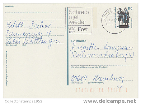 8607- GOETHE- SCHILLER MONUMENT, POSTCARD STATIONERY, 2000, GERMANY - Postcards - Used