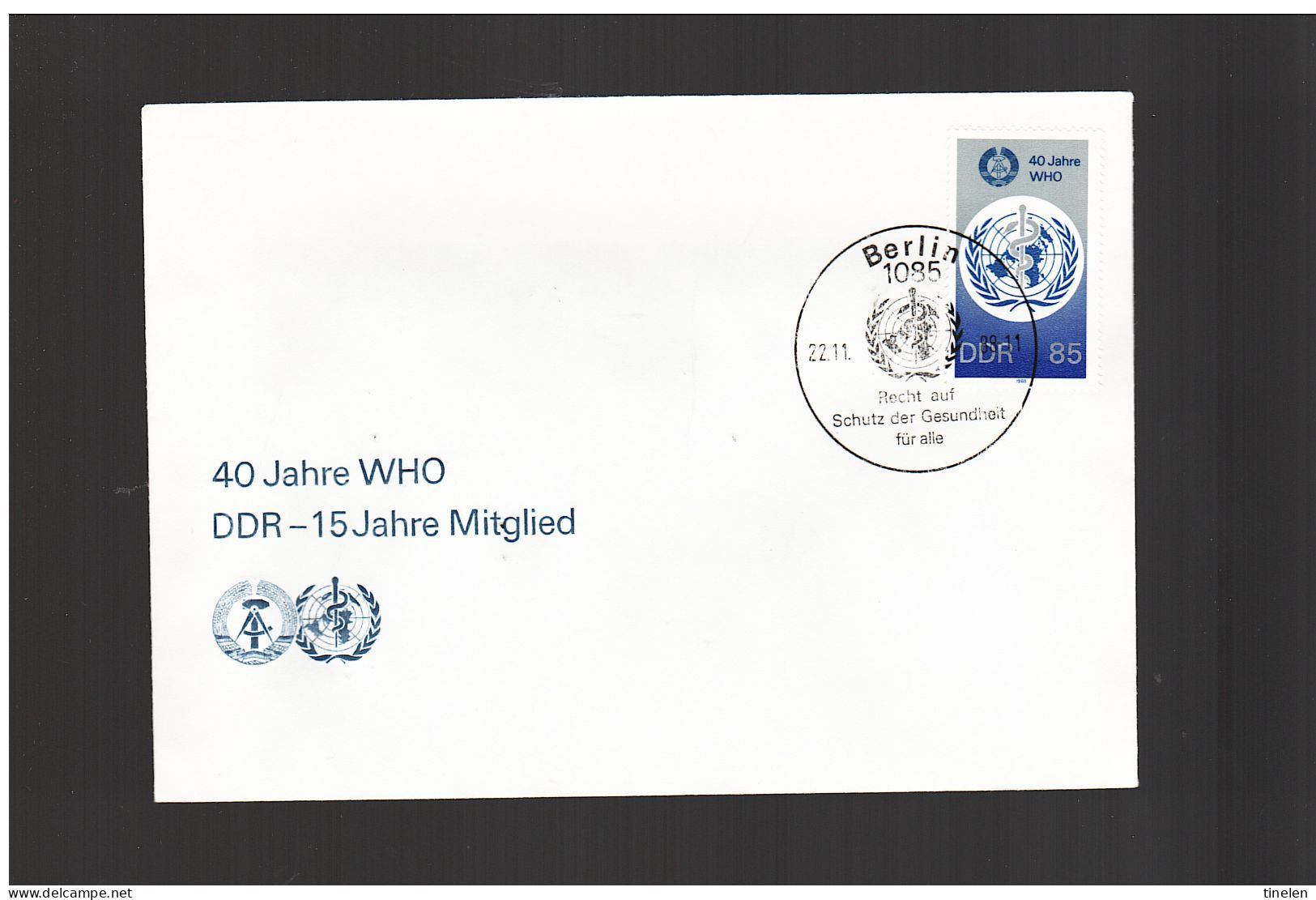 DDR - 22 11 1988 FDC 40° ANNIVERSARIO WHO - OMS