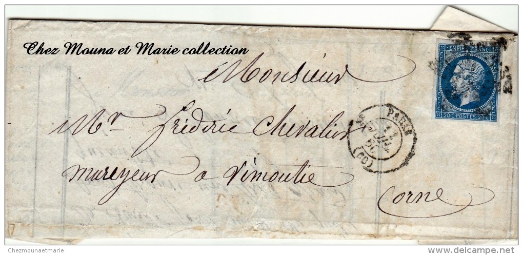 1860 LAC N° 14 A PARIS VIMOUTIERS DAUFRESNE CHEVALIER MAREYEUR POISSONS ETOILE MUETTE - 1849-1876: Période Classique