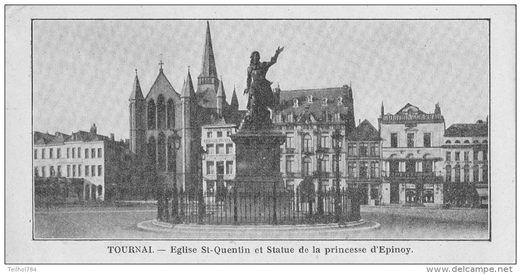 TOURNAI - EGLISE ST QUENTIN ET STATUE DE LA PRINCESSE D EPINOY (format 14x7) - Tournai