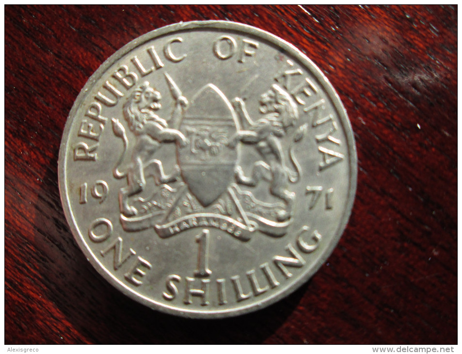 KENYA 1971  ONE SHILLING  KENYATTA Copper-Nickel  USED COIN In GOOD CONDITION. - Kenya