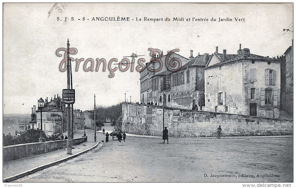 (16) Angouléme - Le Rempart Du Midi Et L'entrée Du Jardin Vert -Trés Bon état - 2 SCANS - Angouleme