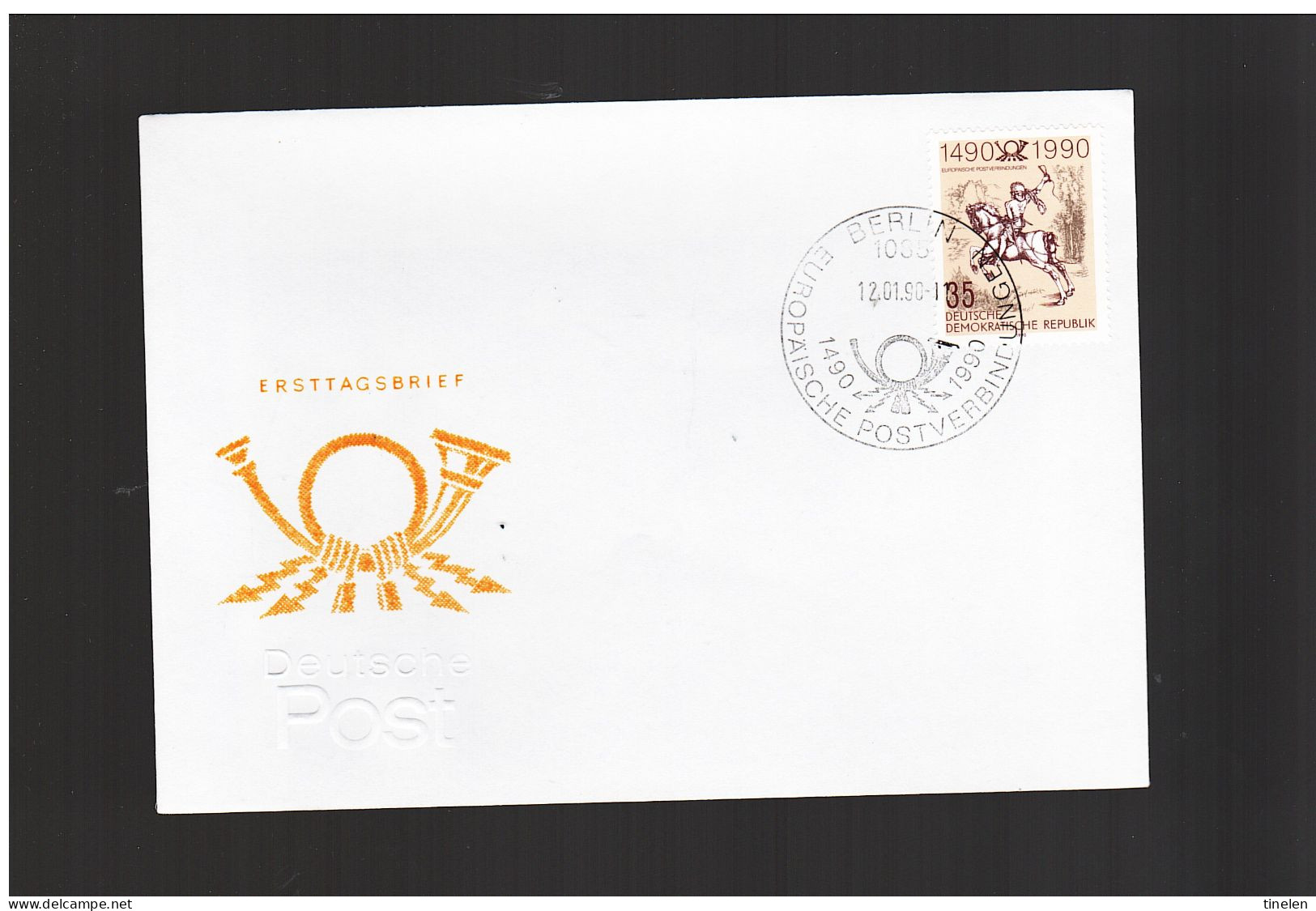 DDR - 12 1 1990 FDC 500 JAHRE INTERNATIONALE POSTVERBINDUNGENIN EUROPA - 1981-1990