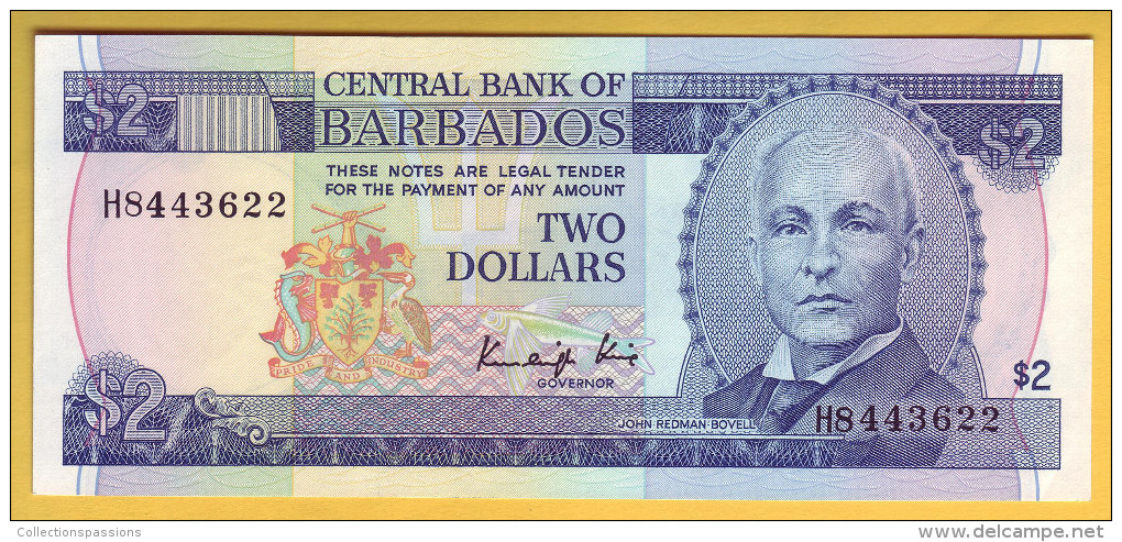 BARBADES - Billet De 2 Dollars. (1980). Pick: 30. NEUF - Barbades