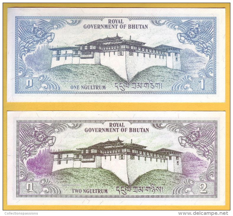 BHUTAN - Lot De 2 Billets. 1 Et 2 Ngultrum. (1981). Pick: 5 Et 6. NEUF - Bhoutan