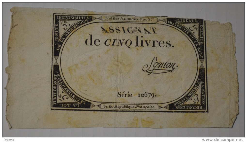 5 Livres - Assignats & Mandats Territoriaux