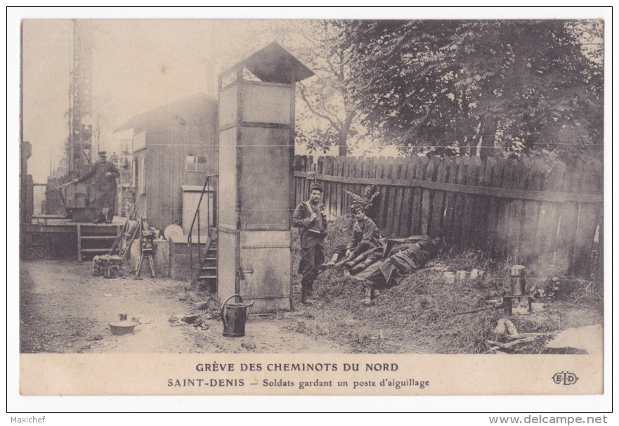 Grève Des Cheminots Du Nord - Soldats Gardant Un Poste D'aiguillage (les Soldats Dorment, La Gamelle Chauffe) - Pas Circ - Streiks