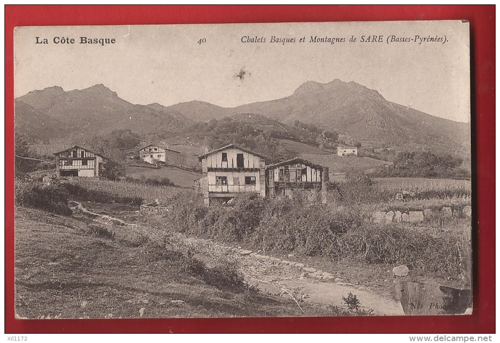 POG-08 SARE, Chalets Basques Et Montagnes. Circulé En 1914, Sans Timbre - Sare