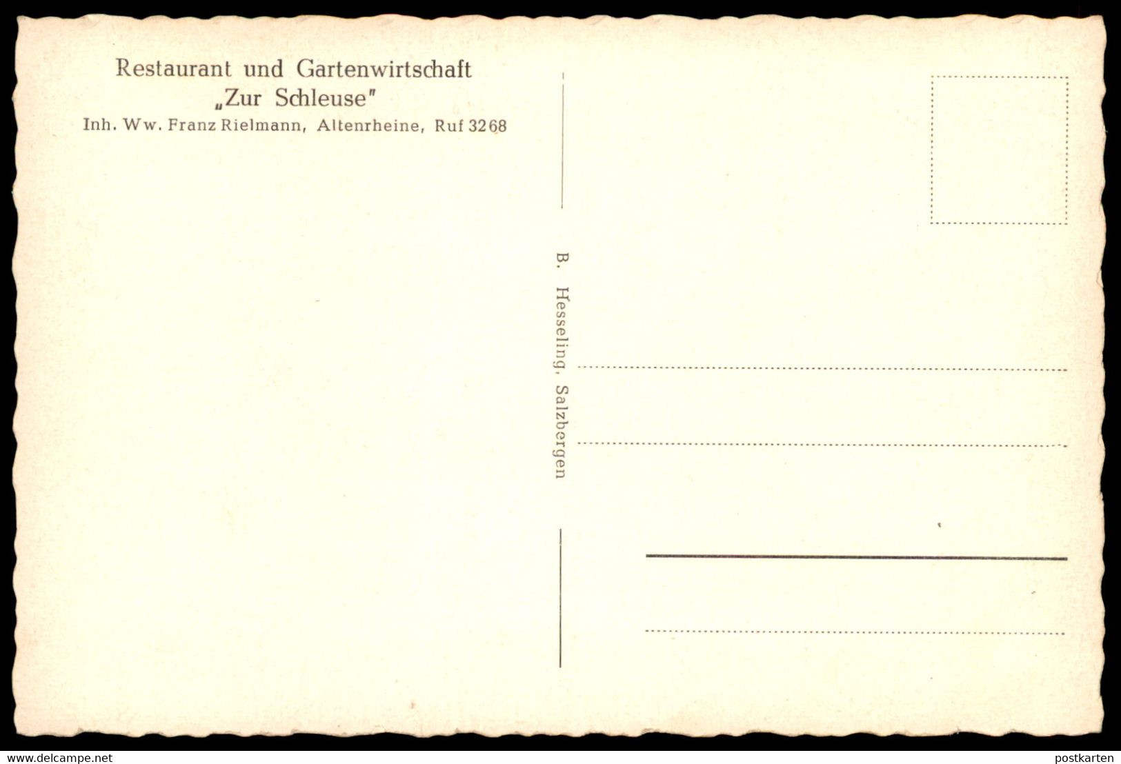 ALTE POSTKARTE ALTENRHEINE RESTAURANT & GARTENWIRTSCHAFT ZUR SCHLEUSE INH. WW. FRANZ RIELMANN RHEINE Ansichtskarte AK - Rheine