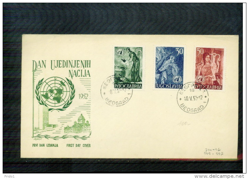 Jugoslawien / Yugoslavia / Yougoslavie 1953 UN Michel 714-716 FDC - Covers & Documents