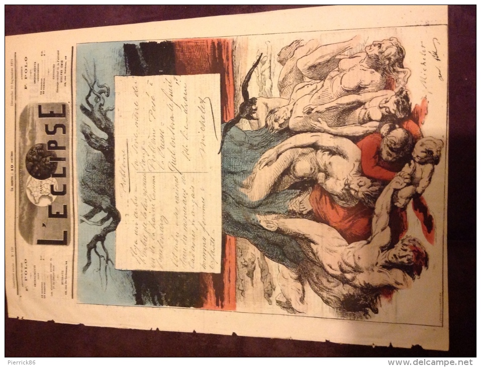 1871 Journal L´ÉCLIPSE N° 150 - PROBLÈME  Par MICHELET - CROQUIS D´ ÉTÉ Par Alfred LE PETIT - CONSTITUTION PROVISOIRE - 1850 - 1899