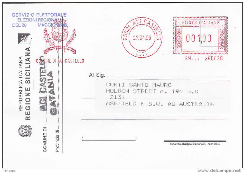 Italy 2006 Electoral Card Sent To Australia - Other & Unclassified