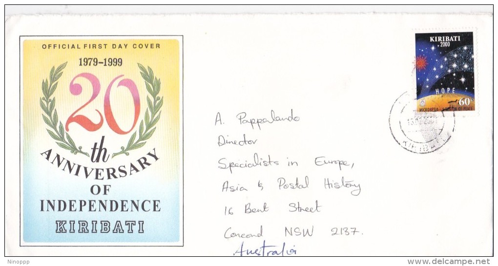 Kiribati 2001 Cover To Australia - Kiribati (1979-...)