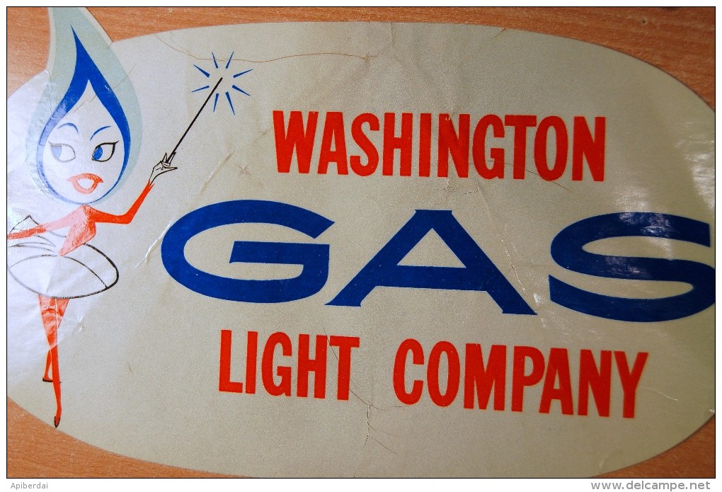 Old School Vintage 60/70's Washington Gaz Light Decal Sticker - Autocollants