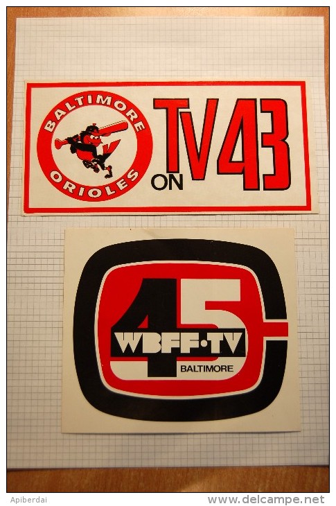 Vintage 70's Baltimore TV Decals Stickers - Autocollants