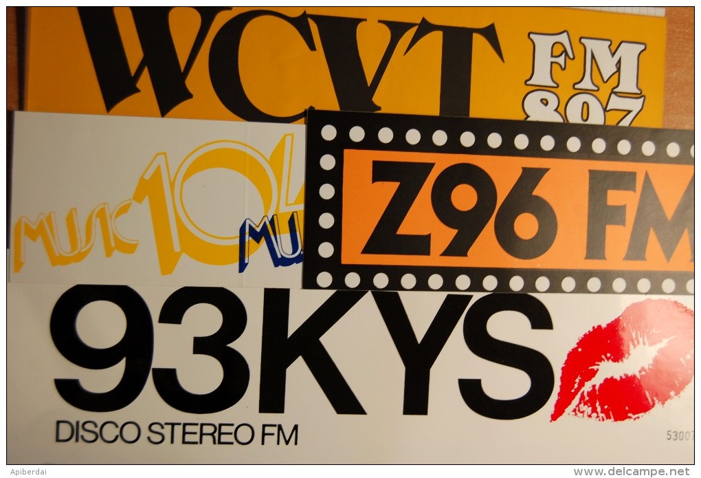 Vintage 70's 4 Radio Decals Stickers - Autocollants