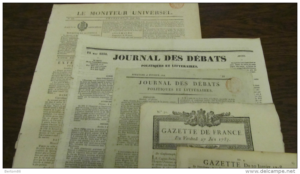 LOT N° 2 - ANCIENS JOURNAUX - DE L´ANCIEN REGIME à LA MONARCHIE DE JUILLET-DE LOUIS XV à LOUIS-PHILIPPE. - Journaux Anciens - Avant 1800