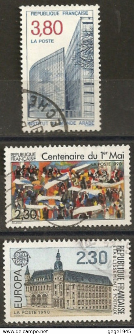 France 1990 Oblitéré N° 2642 - 2644  - 2645   Europa & Centenaire 1° Mai & Institut Monde Arabe - Gebraucht