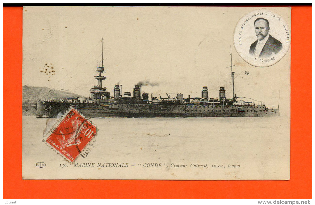 Bâteau - Marine Nationale - "Condé" , Croiseur Cuirassé - Guerre