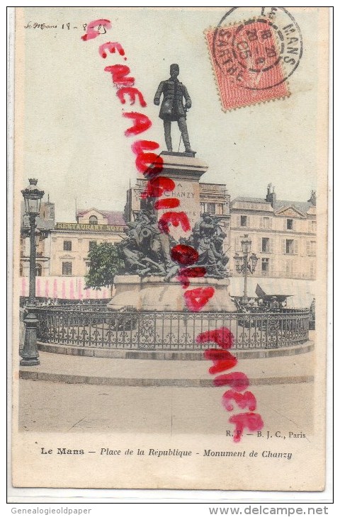 72 - LE MANS - PLACE DE LA REPUBLIQUE MONUMET D CHANZY - Le Mans