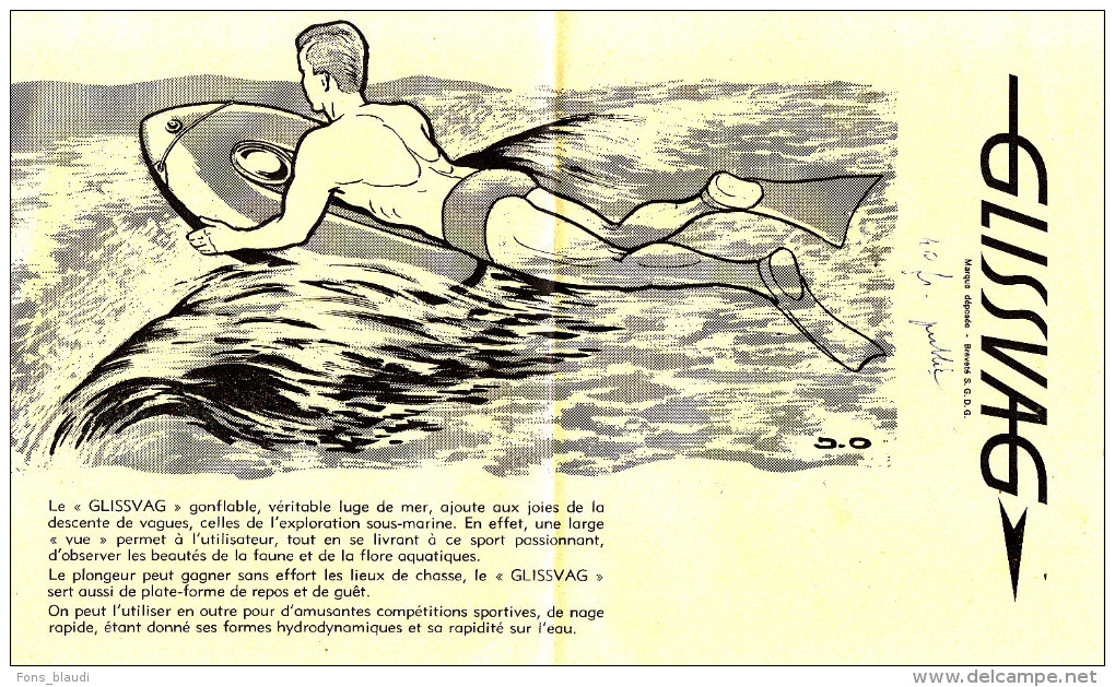 SURF - Rare Tract Publicitaire Glissvag Des Années 60 - FRANCO DE PORT - Sport En Toerisme